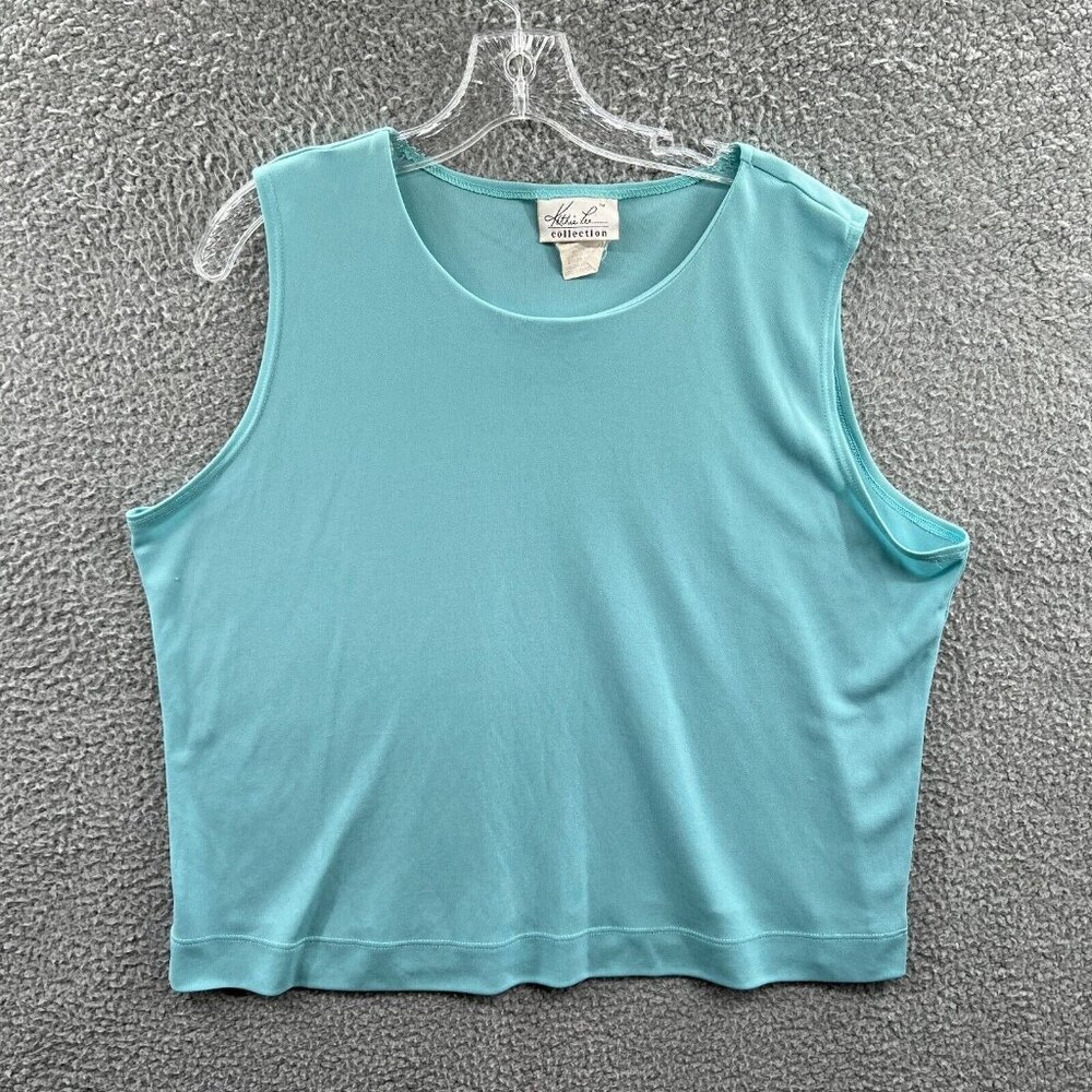 Kathie Lee Collection Womens‎ Top Extra Large Blue Sleeveless Pullover Shirt